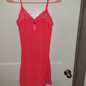 Victorias Secret Hot Coral Lace Chemise Size Mediu